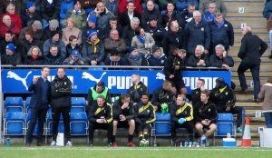 The Burton Albion dugout