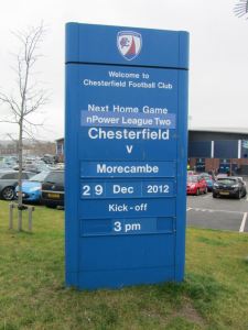 Morecambe are the final visitors to the Proact Stadium in 2012