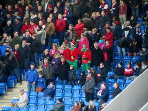 A few away supporters in fancy dress