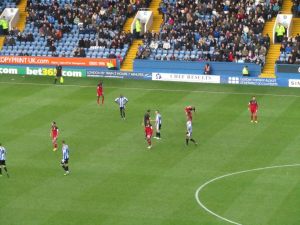 David Prutton has a word with the referee