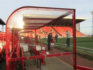 Looking through the dugout towards the North Stand