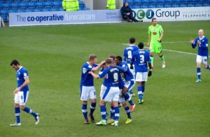 The players celebrate Jay O'Shea's goal