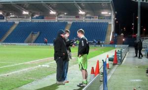 A Northampton player is interviewed