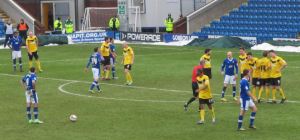 Marc Richards lines up a free kick
