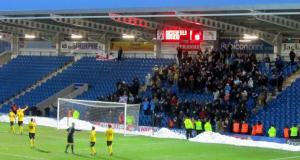 The Southend players celebrate with their supporters
