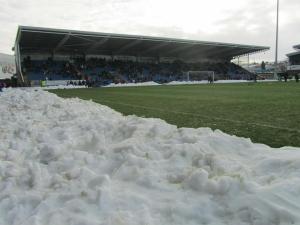 Snow at the edge of the pitch