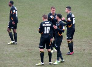 The Bristol Rovers players prepare for kick off