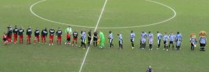The two teams line up