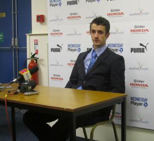 Wednesday midfielder Danny Pugh is next to answer questions