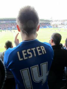 Michael wearing his Jack Lester shirt