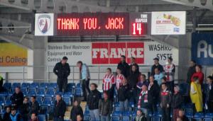 A special message and minute's applause for Jack on the 14th minute, 14 being his shirt number at Chesterfield for the past 6 years