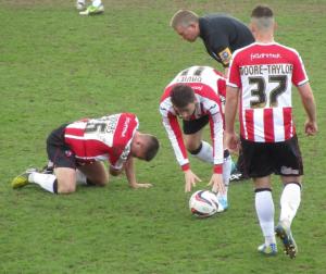 Exeter win a free kick
