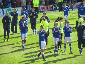 The players thank the fans for their supporters