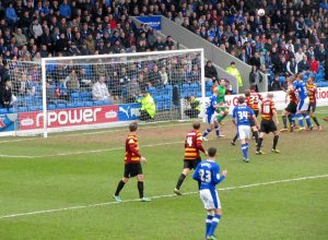 Mark Randall's free kick only finds the goalkeeper