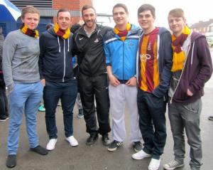 McArdle has a photo with a group of Bradford fans 