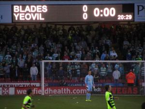 The Yeovil fans behind the goal