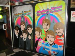 The entrance to one of the clubs on the street