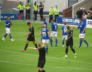 The players celebrate Hamza Bencherif's headed goal