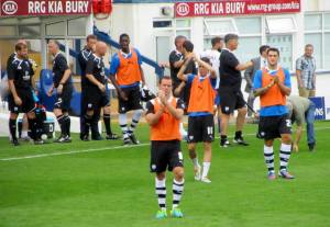 The players applaud the supporters