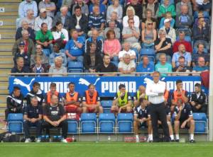 Mark Yates and the visitors bench