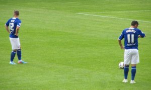 Ryan and Roberts stand over a free kick