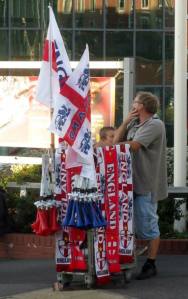 England merchandise on sale outside the ground