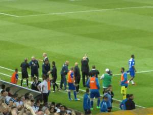 Brian McDermott applauds the Leeds supporters at full time