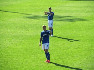 The disappointed Chesterfield players applaud the fans