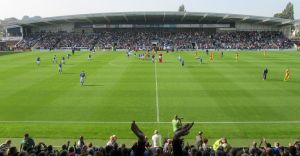 The players prepare for kick off