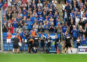 The Chesterfield dugout goes wild with celebrations