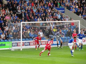 Richards sends a shot wide