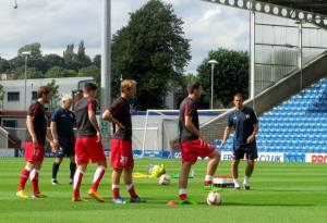 Accrington players shooting practice