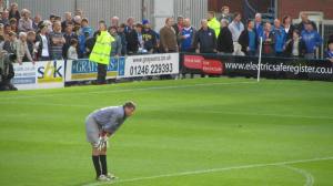 The Stanley keeper and Chesterfield fans watch the final few moments