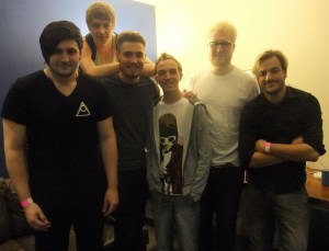 with the band after the interview. (left to right - Theo, Jordan, Lewis, Chris, Daniel)