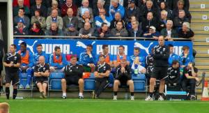 The Chesterfield dugout looks disappointed at the poor start