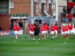 The Fleetwood players warm up