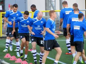 The Chesterfield players warm up