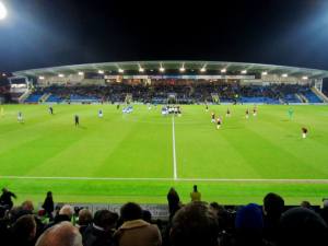 The floodlights shine over the Proact