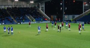 Chesterfield prepare to take a free kick