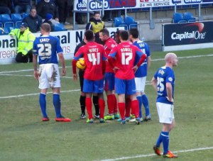 The visitors are awarded a penalty