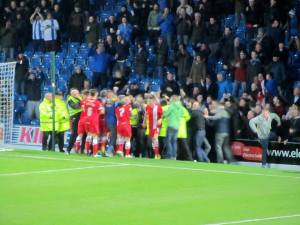 The visitors celebrate