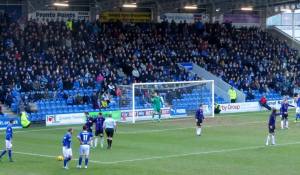 Ollie Banks stands over a free kick...