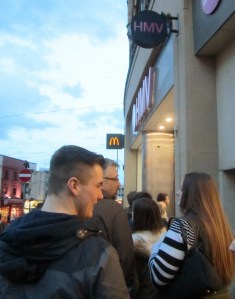 Queuing outside HMV
