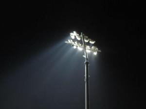 The floodlights are shining