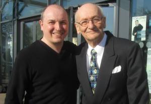 My Dad with his Uncle Mike Watterson after the game. Former Chesterfield chairman Mike was making his first visit to the Proact today.