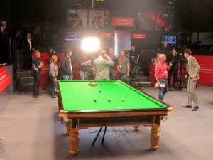 Stephen Hendry prepares to broadcast to the nation