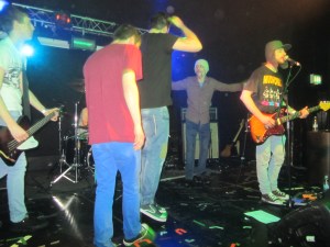 Fans on the stage for Milk It