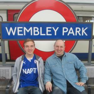 Me and my Dad upon arrival at Wembley Park station