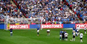 Peterborough line up a free kick