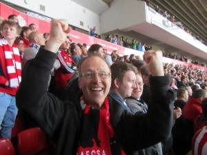 Kelly celebrates his team's goal